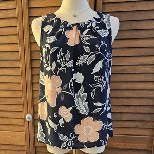 LOFT Round, Pleated Neck, Sleeveless Blouse